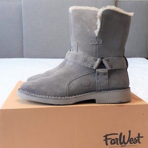 Grey Suede and Wool Shearling Winter Boots